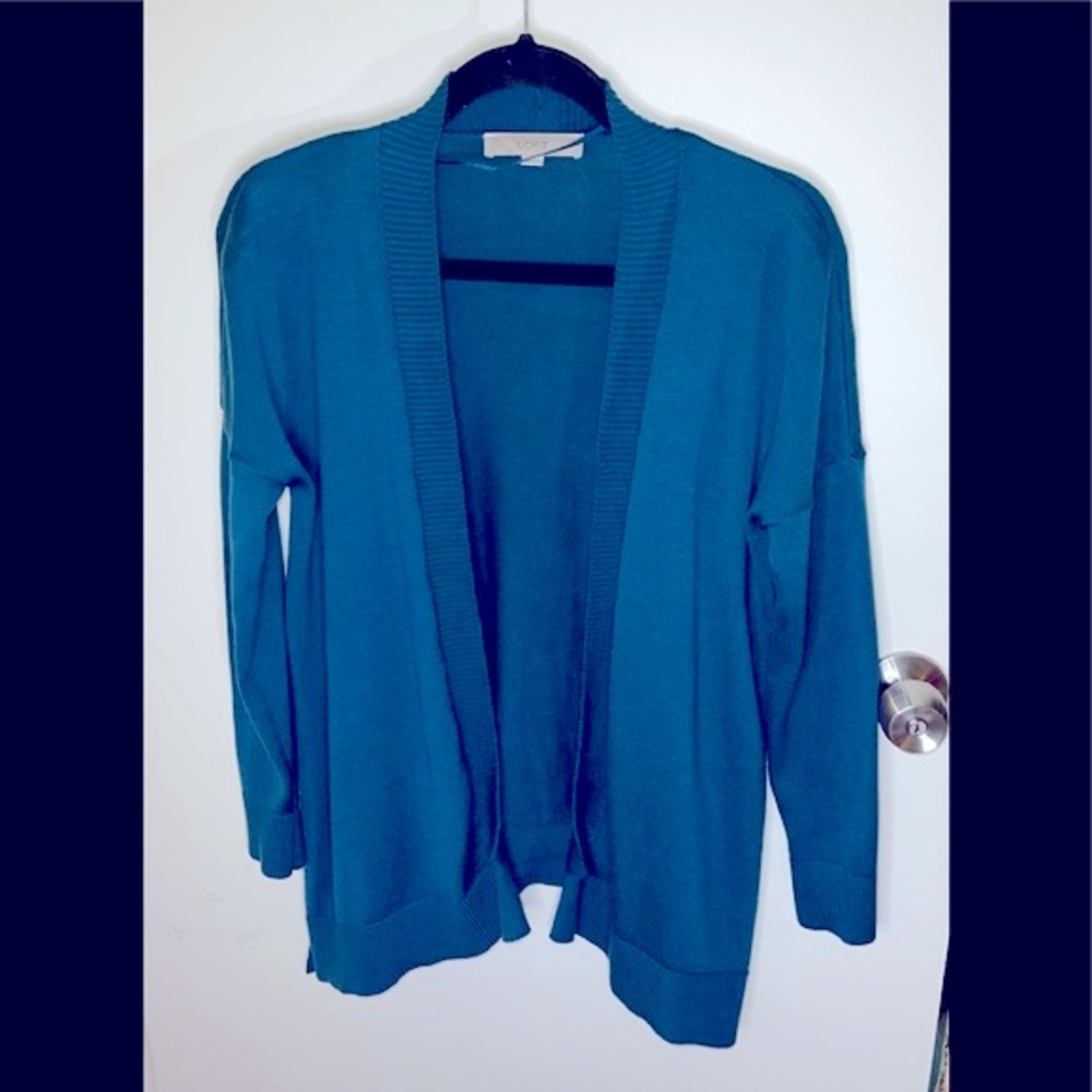 LOFT Open Cardigan Jewel Teal Color Size XS
